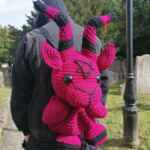 Fuchsia and black Baphomet backpack