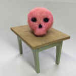 Pink Fuzzy Skull Brooch