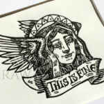 The Patron Saint of Brave Faces - Lino Print