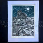 Here Be Monsters - Limited Edition - Hand printed & painted Linoprint