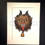 Krampus Head in Colour - Limited Edition - Linoprint - Hand Painted