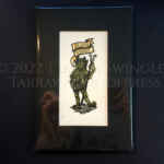 Ad Quod Damnum - Lino Print Devil - Tiny Print - Hand Painted - In Green
