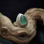 Handmade green fluorite, sterling silver and 18k gold ring.