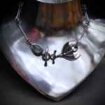 Handmade Fish Skeleton Necklace Sterling Silver and Labradorite.