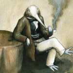 Victorian Kiwi Bird Smoking a Pipe, A3 poster