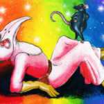 Pin-Up Rainbow Plague Doctor with Rat, original art