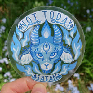 Not Today Satan transparent vinyl sticker