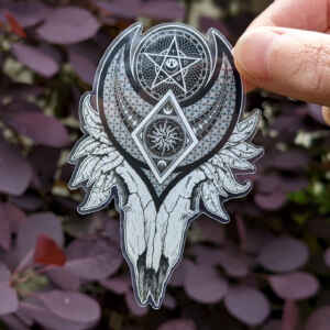 Occult Ritual Skull transparent vinyl sticker