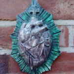 Sacred Heart Ceramic Wall Art distressed