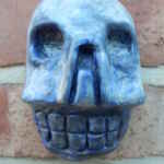 Cobalt Ceramic Aztec Skull Wall Art