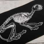 Cat Skeleton Patch - gothic cat patches, black cat patch, horror patch, creepy cute, gothic lolita, bones patch, skull patch, cat sewing