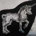Unicorn Patch - gothic unicorn patch, black unicorn, creepy cute, medieval patch, dark witchy, queer goth, magick, queer witch