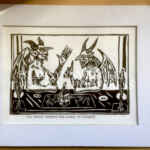 Two Devils Putting the World to Rights - Limited Edition - Linoprint