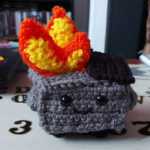 Dumpster fire crochet stuffie
