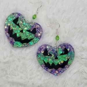 Green and Purple Pumpkin Earrings