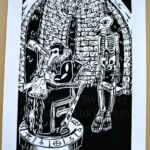 Dr Theobald The Astrologer - Plague Doctor - Lino Print