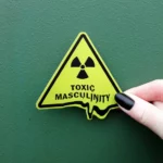 Holographic Sticker Toxic Masculinity - Die cut vinyl stickers, sparkle rainbow silver, feminist art, anti-patriarchy, warning road sign