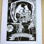 Reverend Dodge Driving a Devil out of the Parish - Lino Print