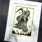 La Bruja - Black and White - Limited Edition - Witch Lino print