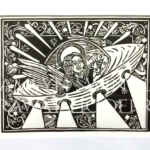 Westward Leading - We Three Kings - Angel Flying a UFO - Black and White version