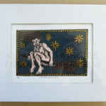 The Witch - Full Colour Lino Print - Hand Coloured - Gold -