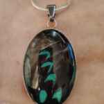 Real, ethically sourced butterfly wing glass pendant necklace