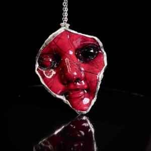 Red Broken Doll Necklace (style 7)