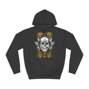 Vintage Grunge Skull Wings Yellow Lace Graffiti Hoodie