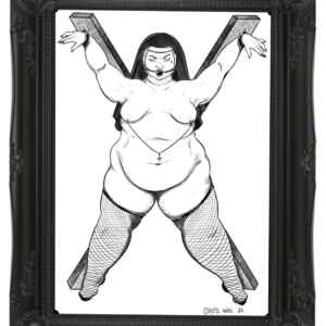 Kinky Nun on St Andrews Cross - Sister Augustine - Fat Art Print