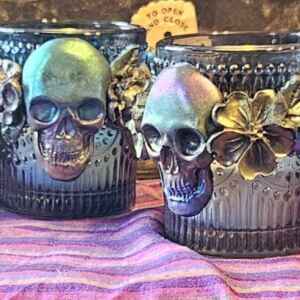 Set of 2 Skull Votive Candle Holders