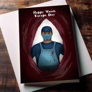 Birthday Card - Horror - Happy Womb Escape Day