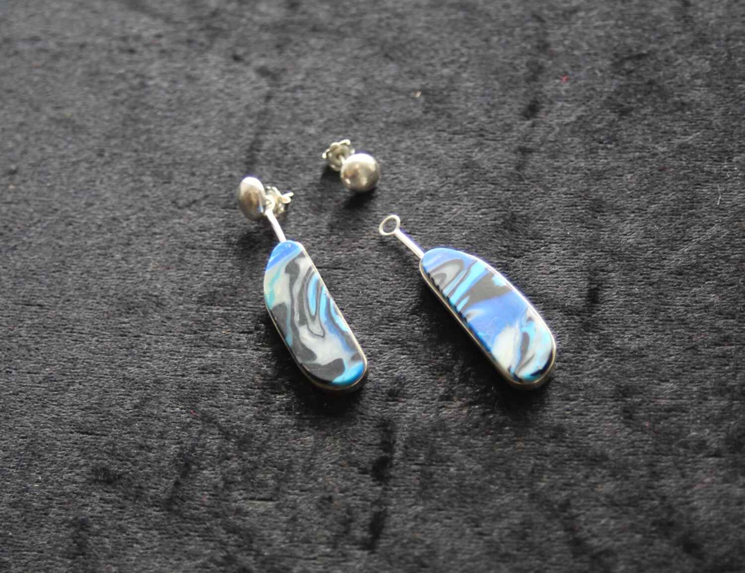 Black and Blue Marble Earrings 8 -cropped