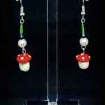 Toadstool Trail Earrings, Halloween Skull Dangles, Polymer Bead Jewelry, skull, witchy, gothic, Sterling Silver Hooks, Spooky Accessories