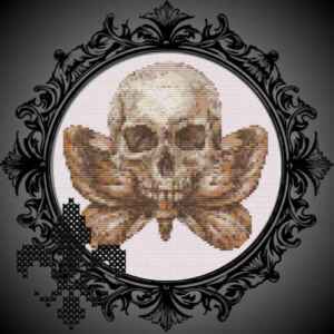 Skull With Moth Wings-Handmade Cross Stitch & DIY Cross Stitch Kit