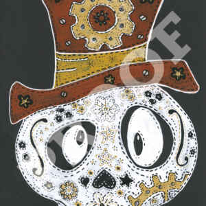 Steampunk skull: Gothic original art