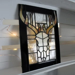 Stag Skull Stained Glass Panel, for wall, window or suncatcher