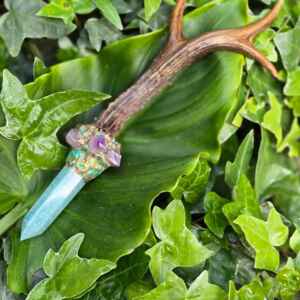 Crystal and antler wand