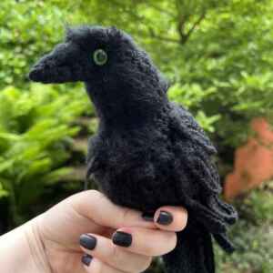 emotional support Raven, crochet art doll, gothic, Poe, nevermore, raven, crow, black