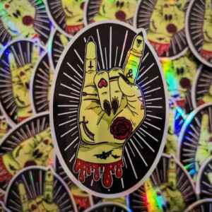 Zombie Hand Holographic Vinyl Sticker