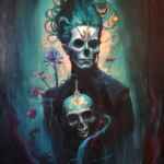 Gothic Alternative Oil Painting Skull Demon