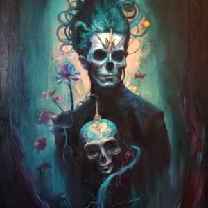 Gothic Alternative Oil Painting Skull Demon