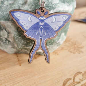 Lunar Moth Sustainable Wood Silver Plated Necklace