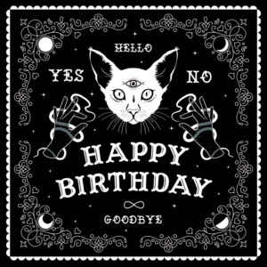 Kitty Ouija - Greeting Card - BLACK