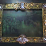 Steampunk A5 Photo Frame with Gold Clay Moth Bee Skull & Cogs Upcycled Shabby