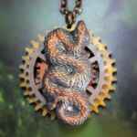 steampunk witch handmade snake pendant