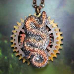 steampunk witch handmade snake pendant