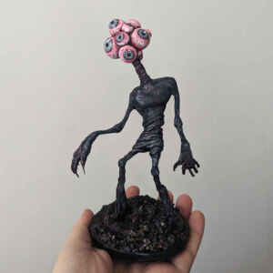 Many-Eyes | handmade clay and resin sculpture figurine for halloween gothic display