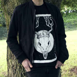 Moonlight Deer Skull Graphic T-shirt