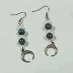 Silver Horn crescent moon earrings