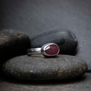 Handmade Pink Sapphire and Sterling Silver Ring.